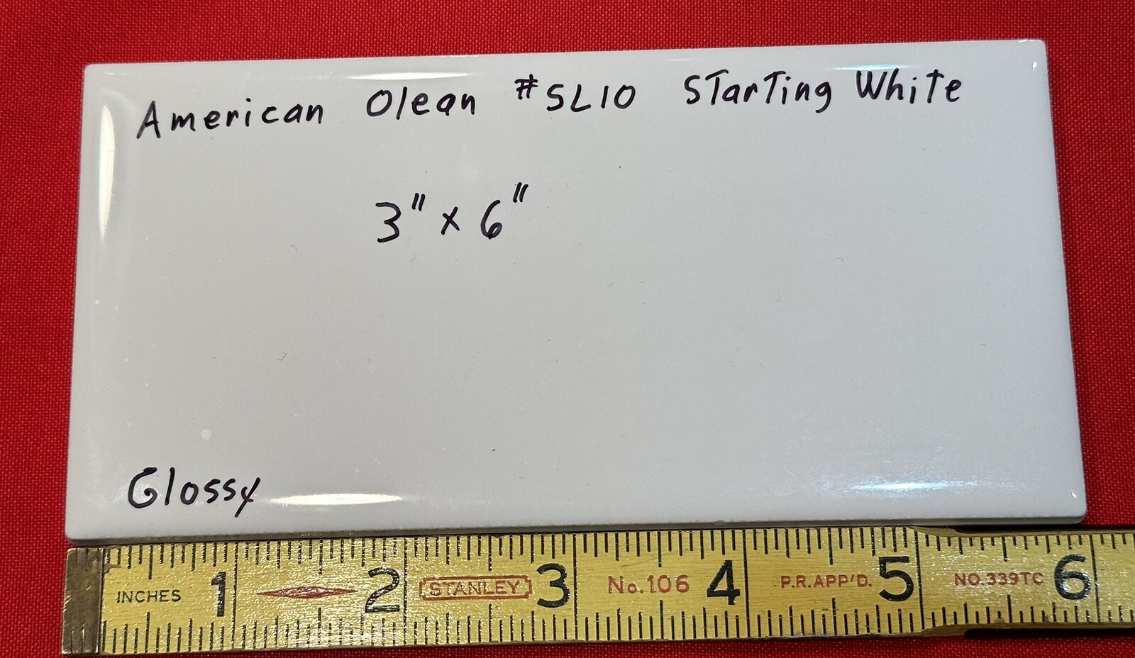 1 pc. Starting Line White: 3″ X 6″ Ceramic Tile by American Olean, #SL10, New