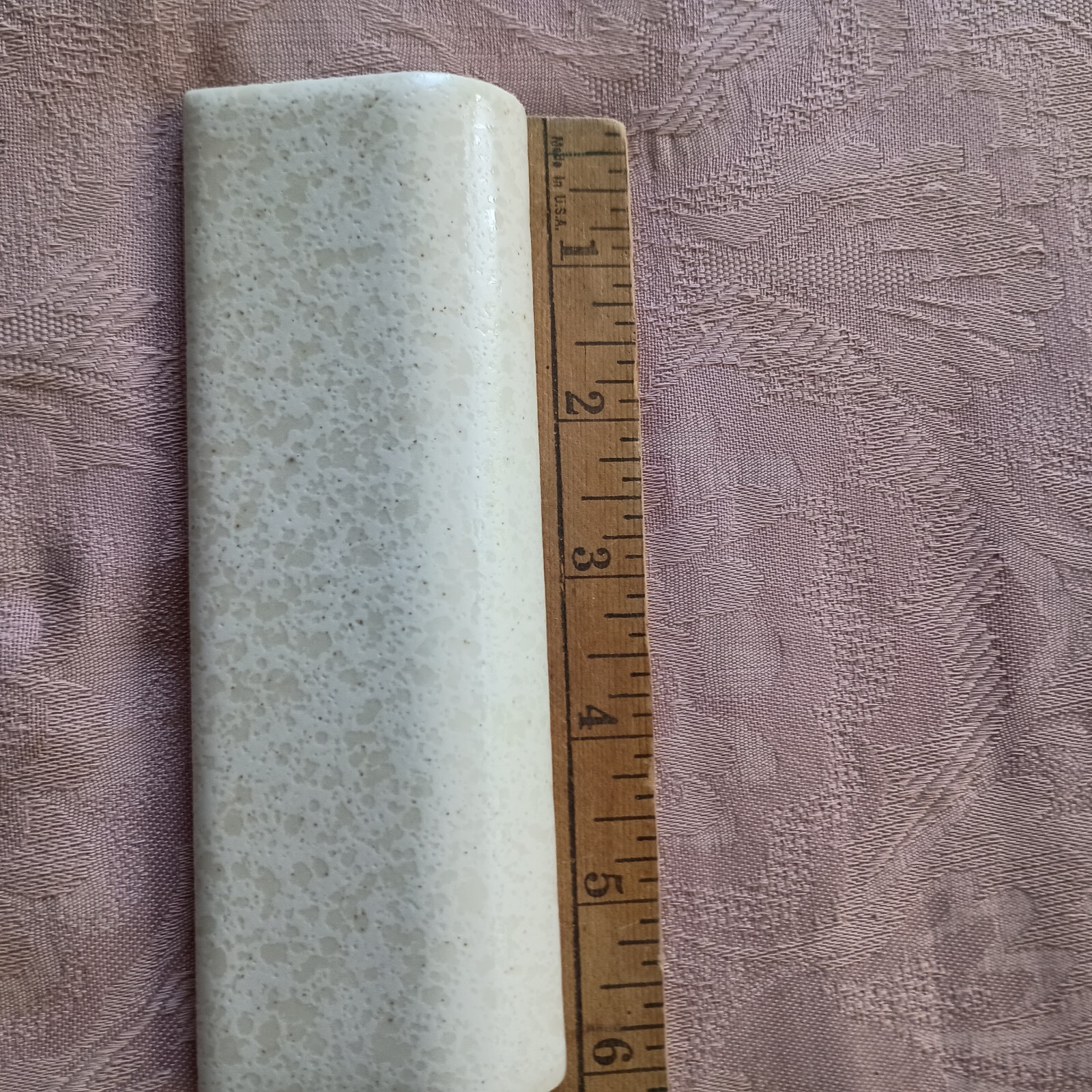 Vintage Glossy Ceramic Radius Bullnose Tile NOS Unknown Cream & Beige Yellowish