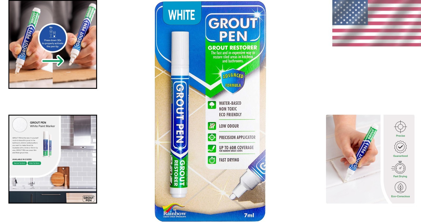 Narrow Tip Grout Pen for Precision Tile Restoration – 7mL Waterproof Formula