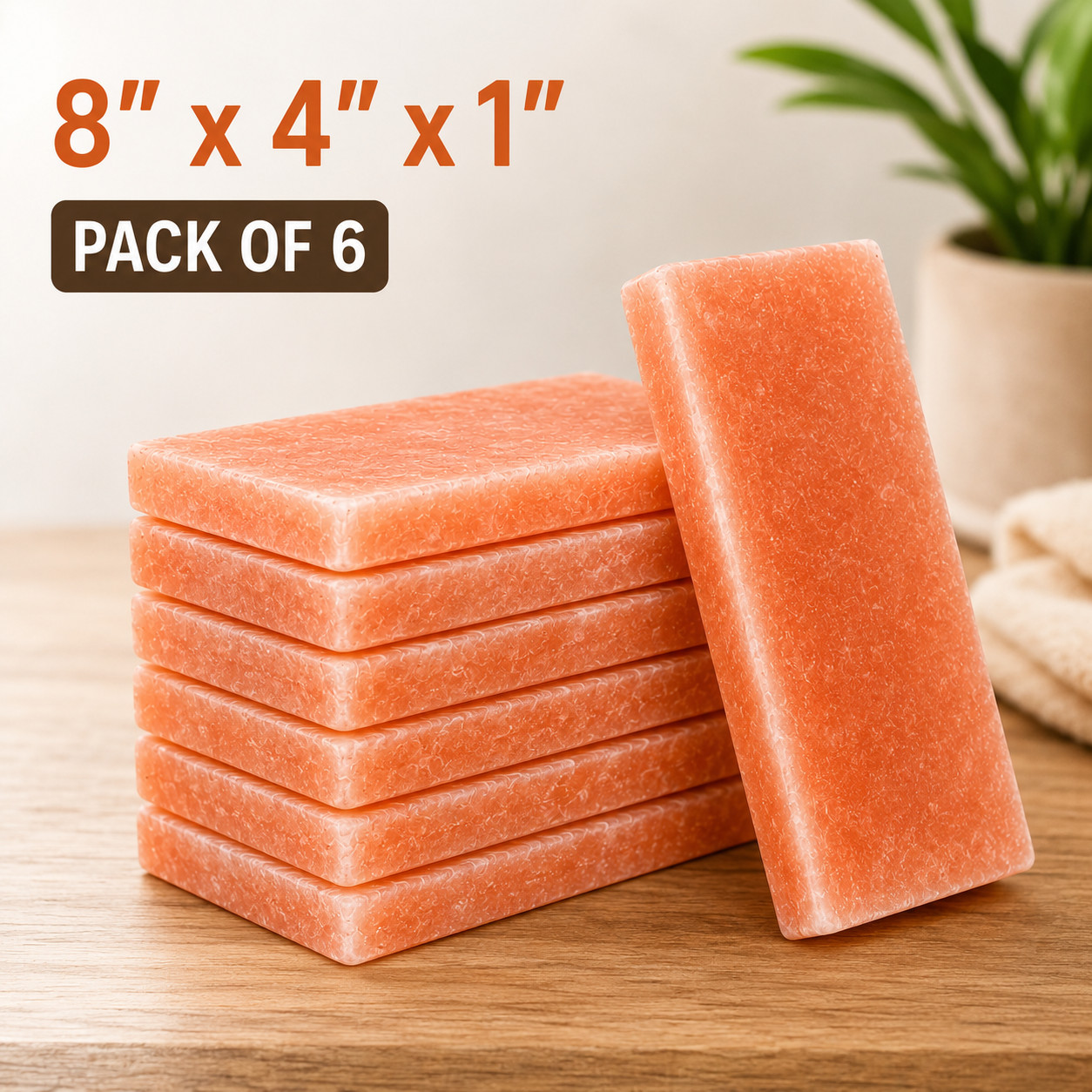 Himalayan Pink Salt Tiles 8x4x1 Pack of 6 Natural Salt Blocks for Spa Sauna Wall