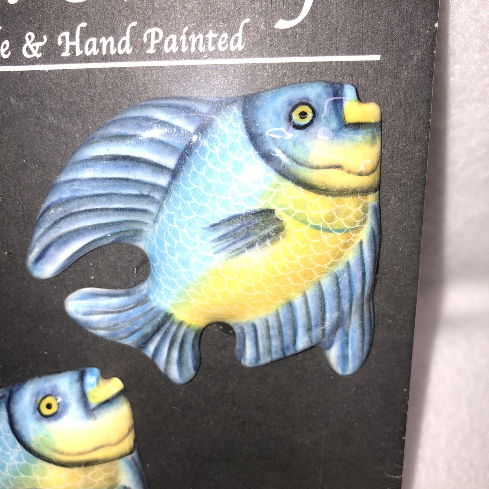 Bolart Custom Tile Tropical Fish Hand Made Hand Painted Set Of 6 Incanti Overlay