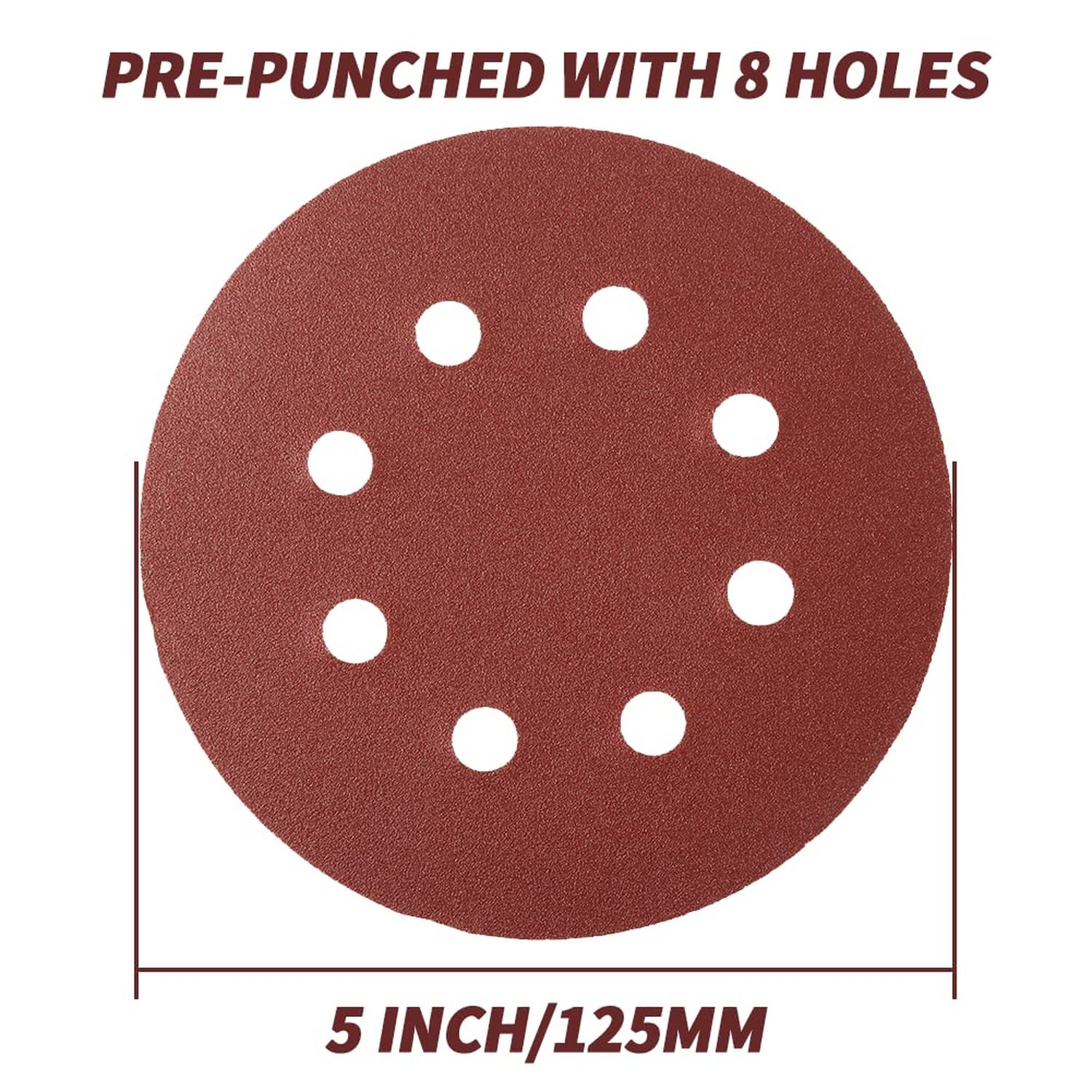 210PCS Sanding Discs 5 Inch 8 Hole, Orbital Sander Sandpaper, 5 Sanding Disc …