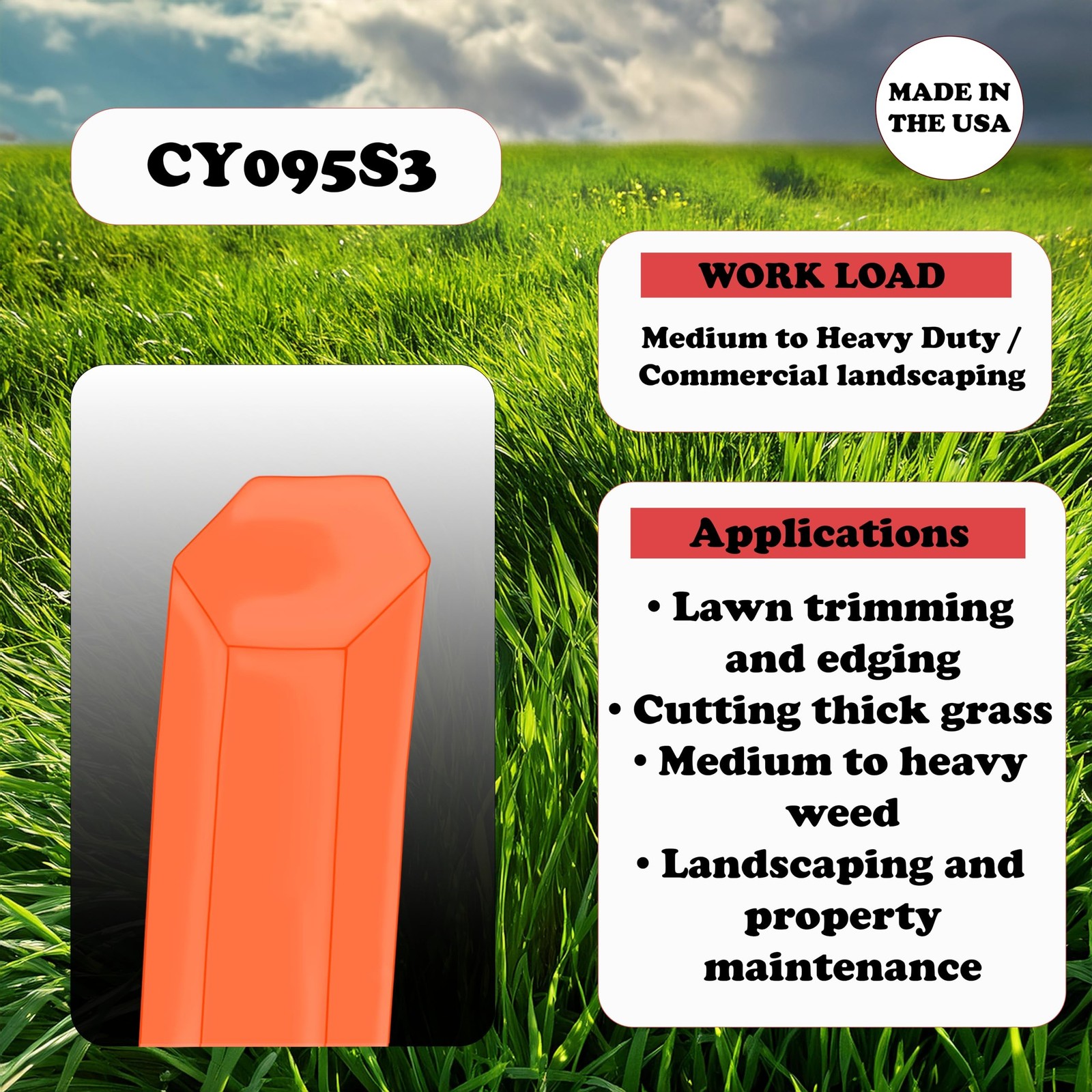 Desert Extrusion Cyclone CY095S3 .095″ x 855′ Commercial Trimmer Line Orange …