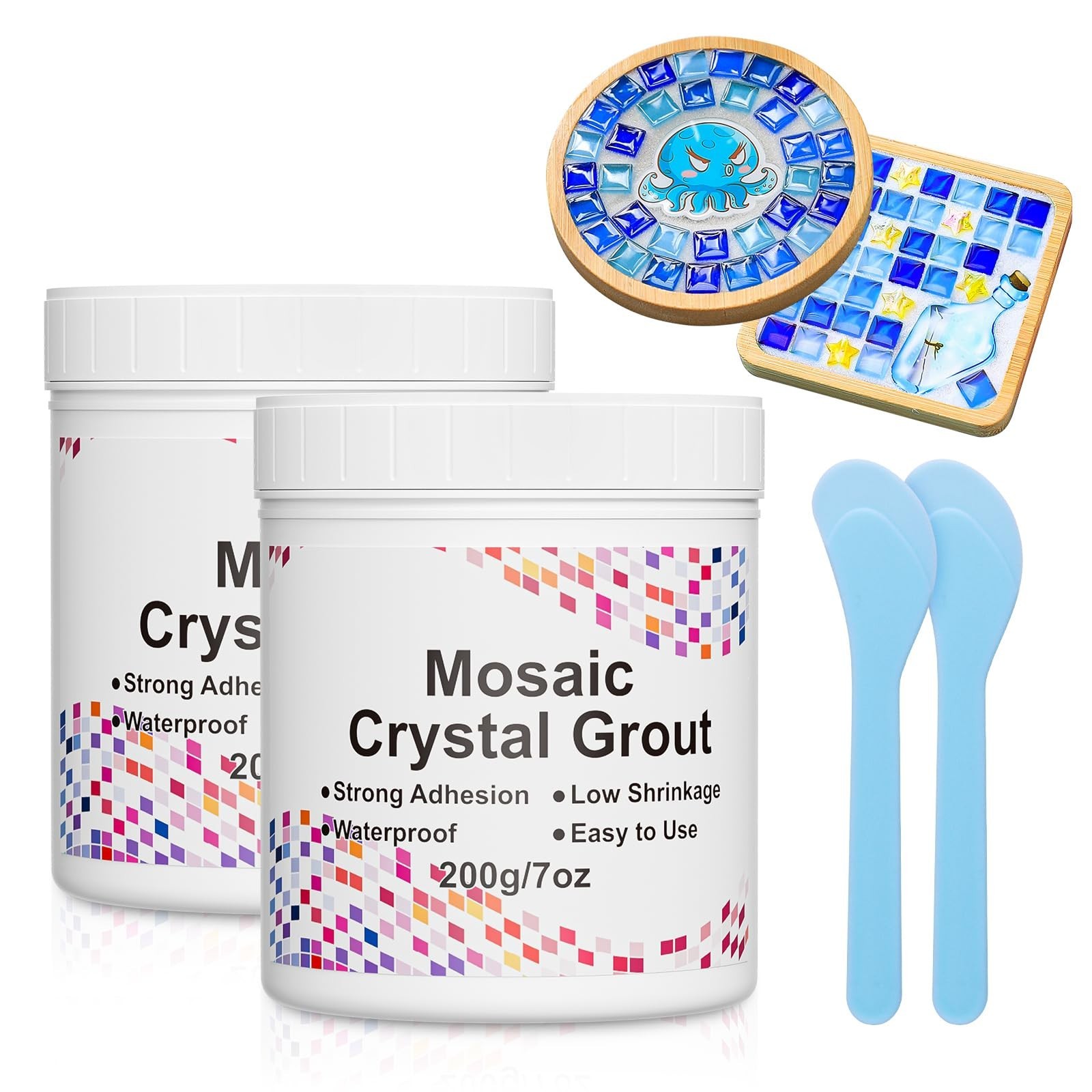 Mosaic Crystal Grout Kit & Sealant with Scraper for DIY Tile Projects – 14oz
