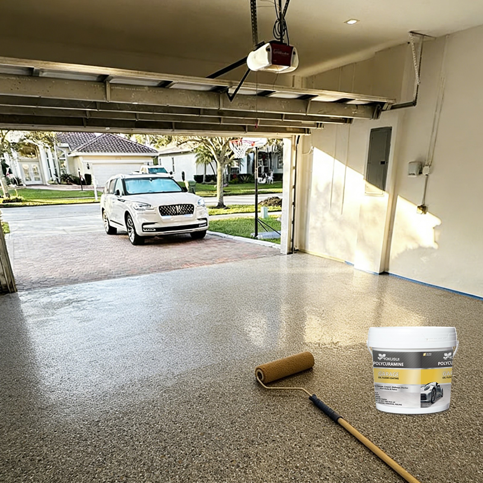 Epoxy Colored Sand Floor Paint 2.82Gal Self-Leveling Non-Slip Waterproof