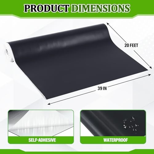 Pushglossy EPDM Rubber Roofing Membrane 39inx20ft Self Adhesive