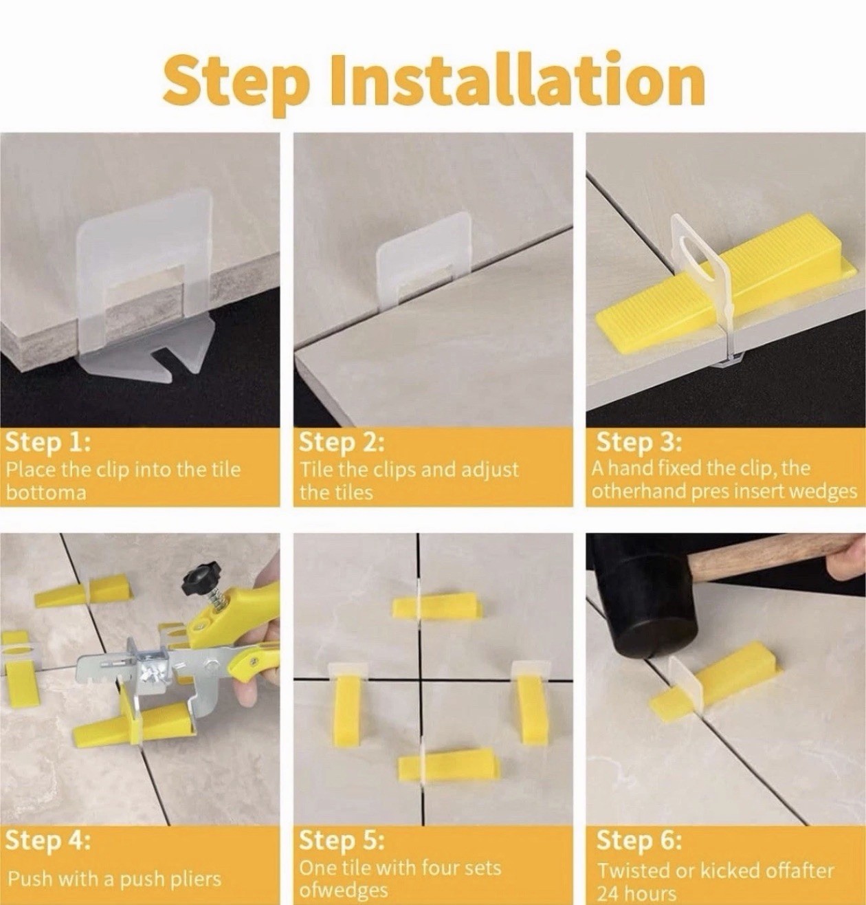 Tile Leveling System with Tile Plier-300-Piece Tile Spacers Clips and 100-Piece