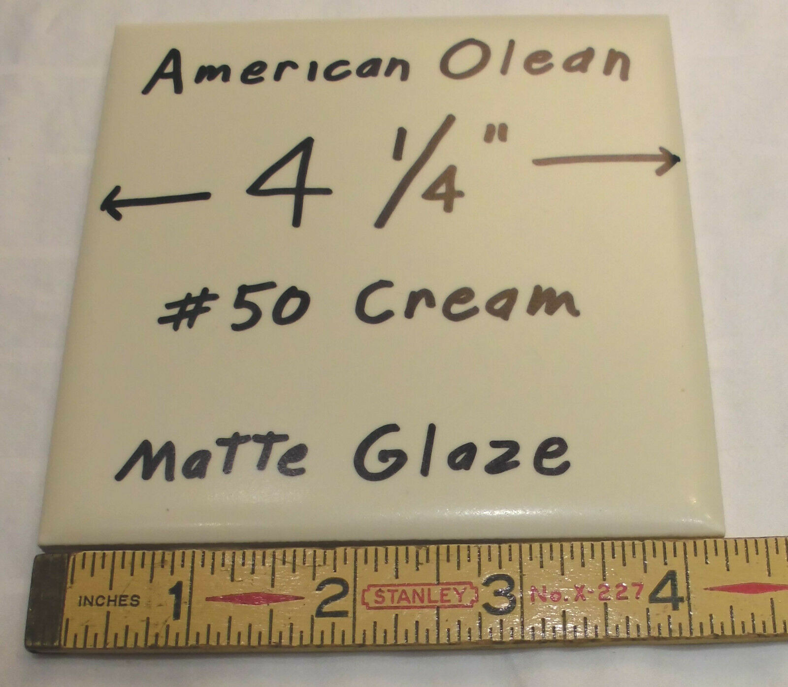 6 pcs. Vintage 4-1/4″ Matte Ceramic Tiles; by American Olean, A Soft Cream Color