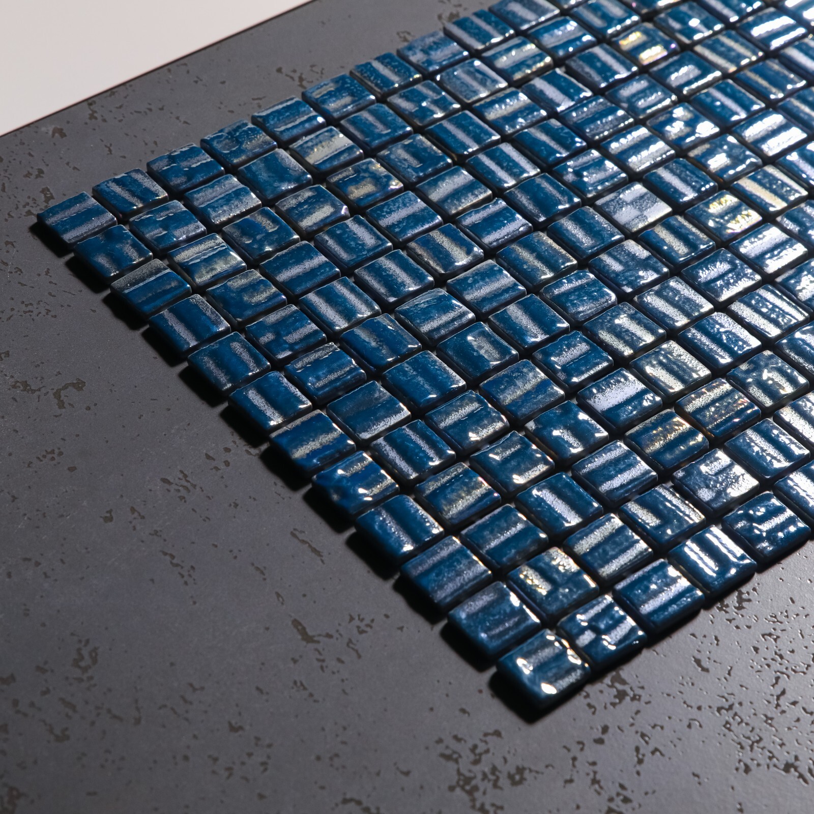 Pressed Glass Mosaic on Net for Pool 32.5×51.5 -Alves Blend Cobalt Pool