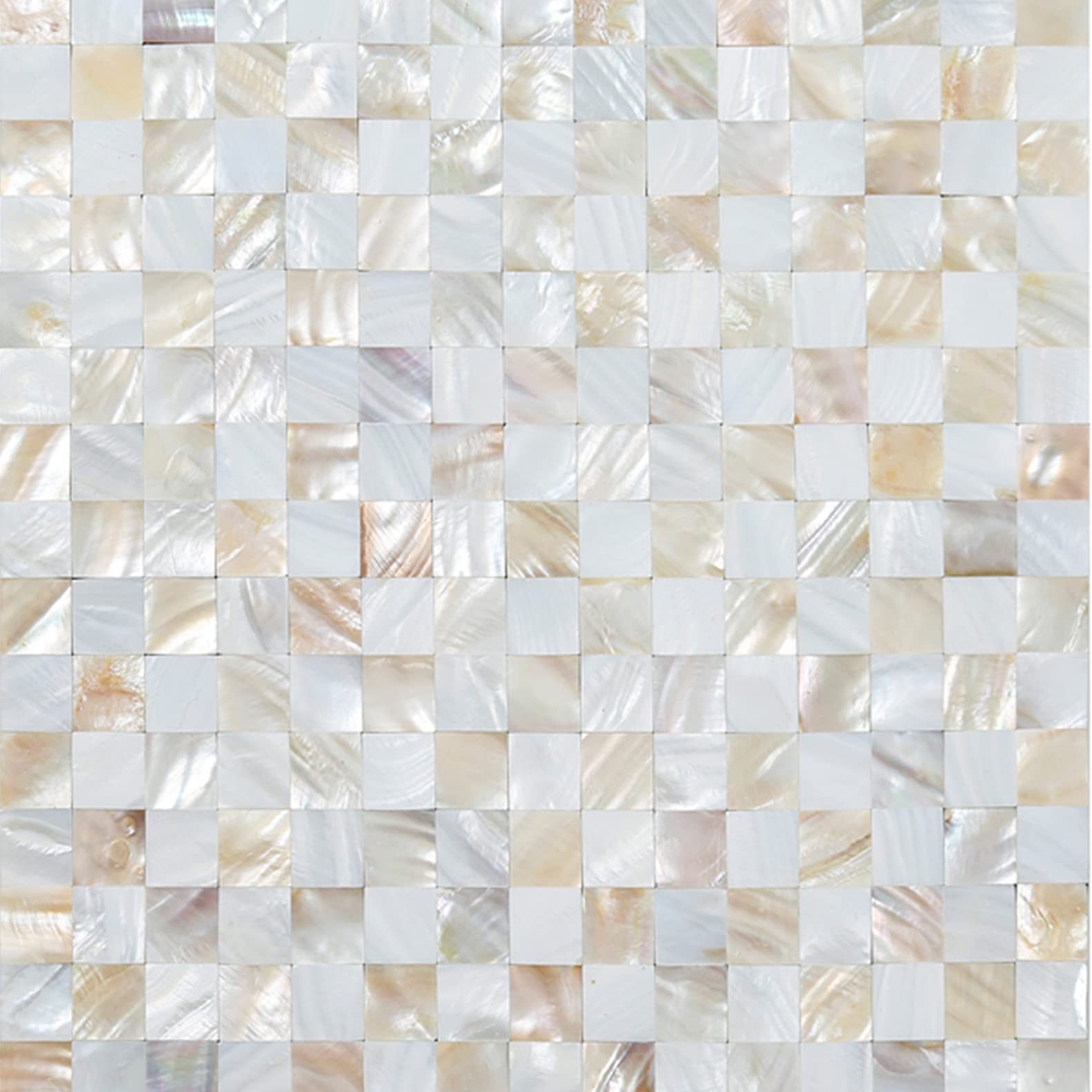 Peel and Stick Mother of Pearl Shell Backsplash Tiles, White & Natural