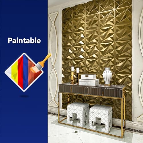 3D Wall Panel Diamond for Interior Wall Décor, PVC Textured 33 Pack 33 Golden