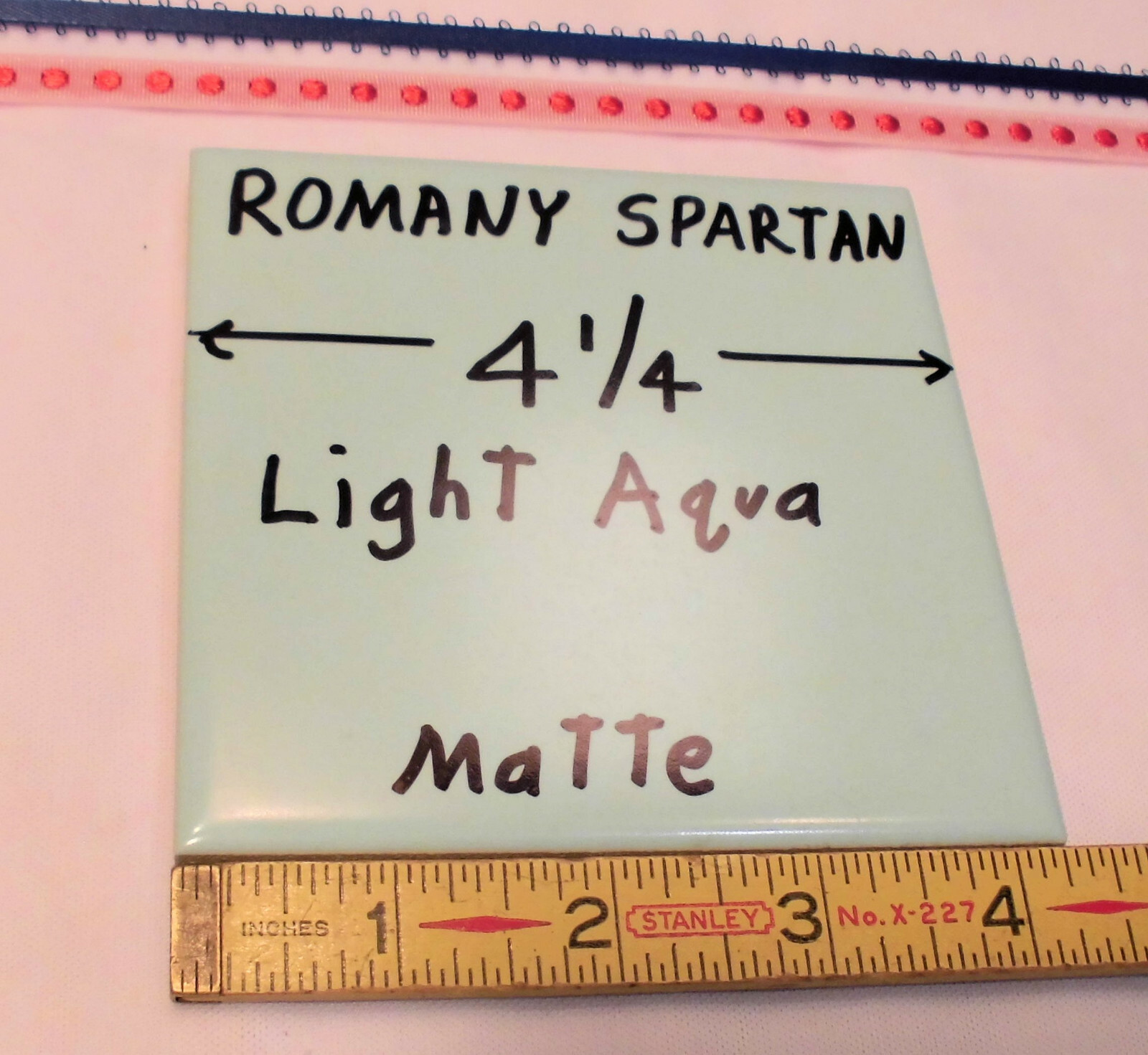 1pc. *Aqua / Light Blue * 4-1/4″ Matte Ceramic Tile; Romany Co. Made 1940’s