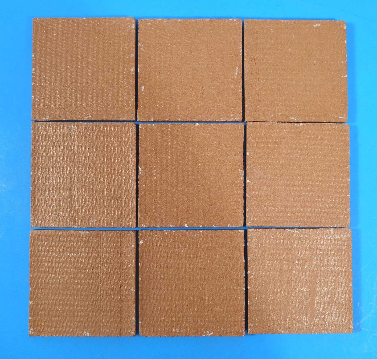 Lot of 9 Terra Cottta Semi-Gloss Ceramic Tiles 3-5/8″x3-5/8″