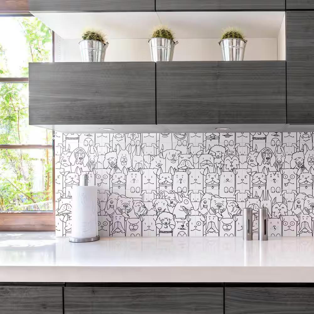 Oh My Dog 9-3/4 In. X 9-3/4 In. Porcelain Floor and Wall Tile (10.88 Sq. Ft./Cas