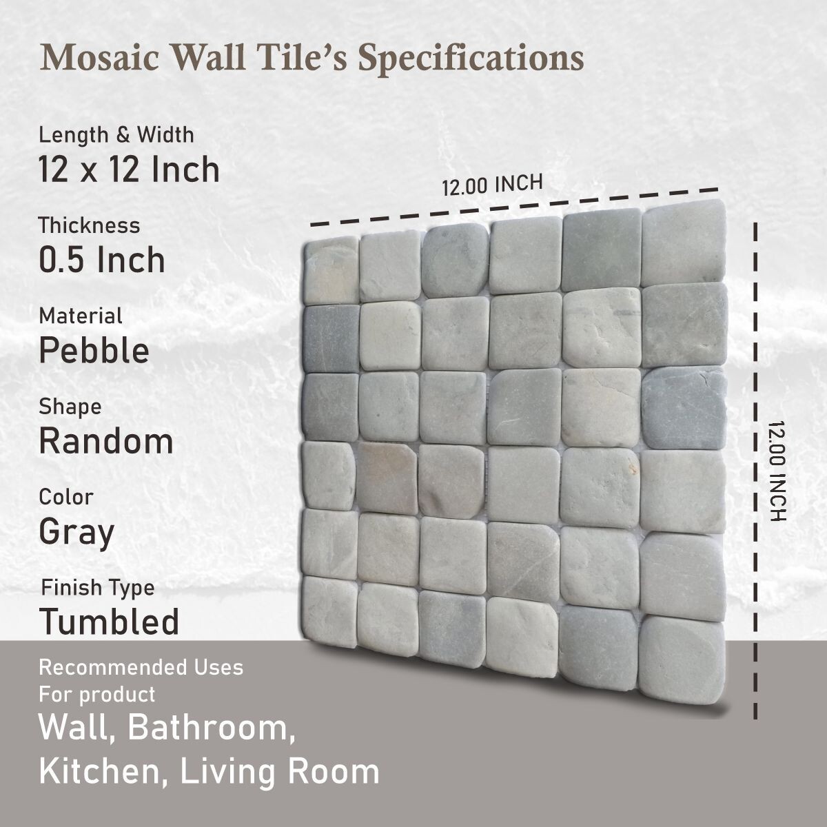 Molar 5 Grey Pebble Mosaic Tile for Wal ($13.89/SqFt)