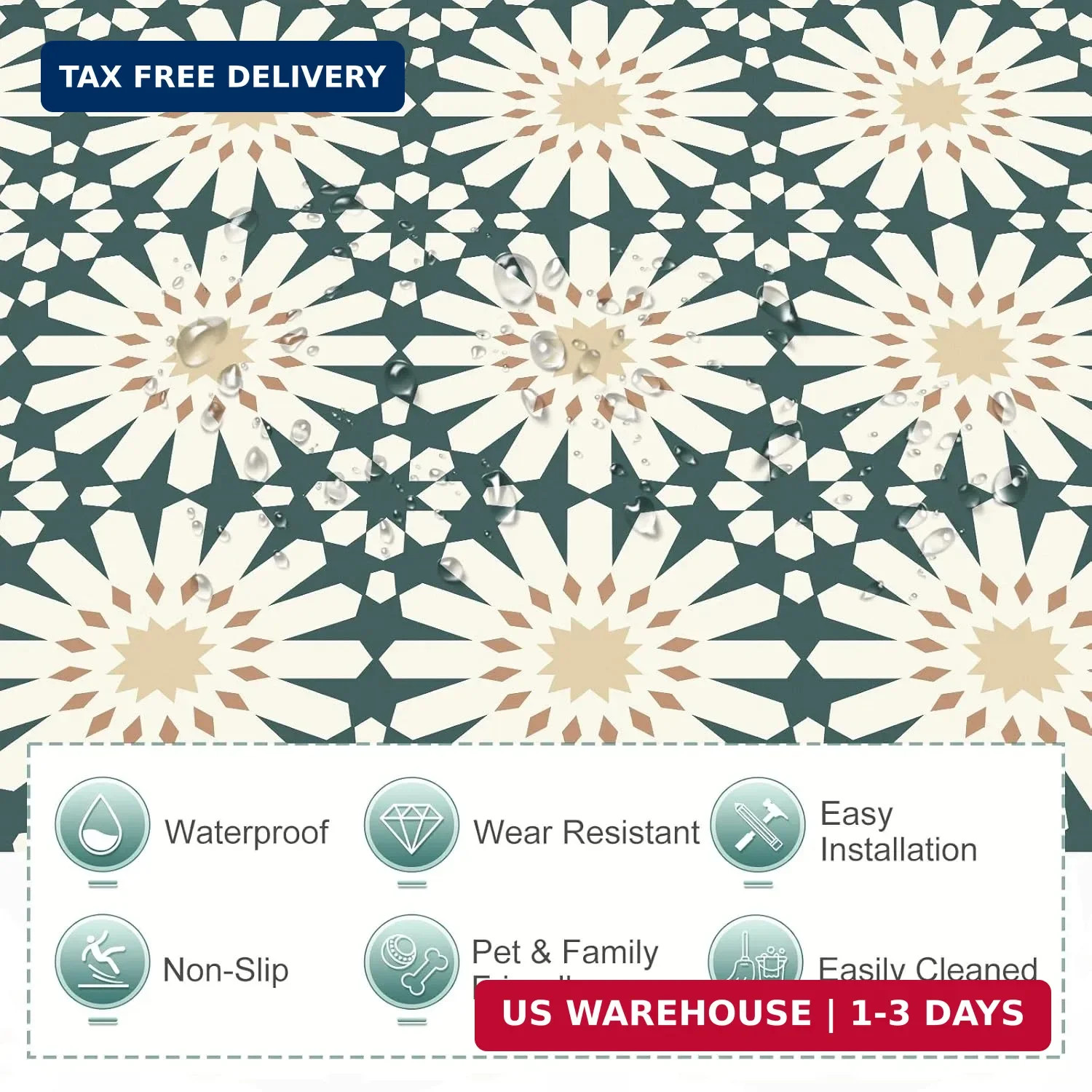 MORCART Peel and Stick Floor Tile, Self-Adhesive DIY Vinyl Flooring, Removable a