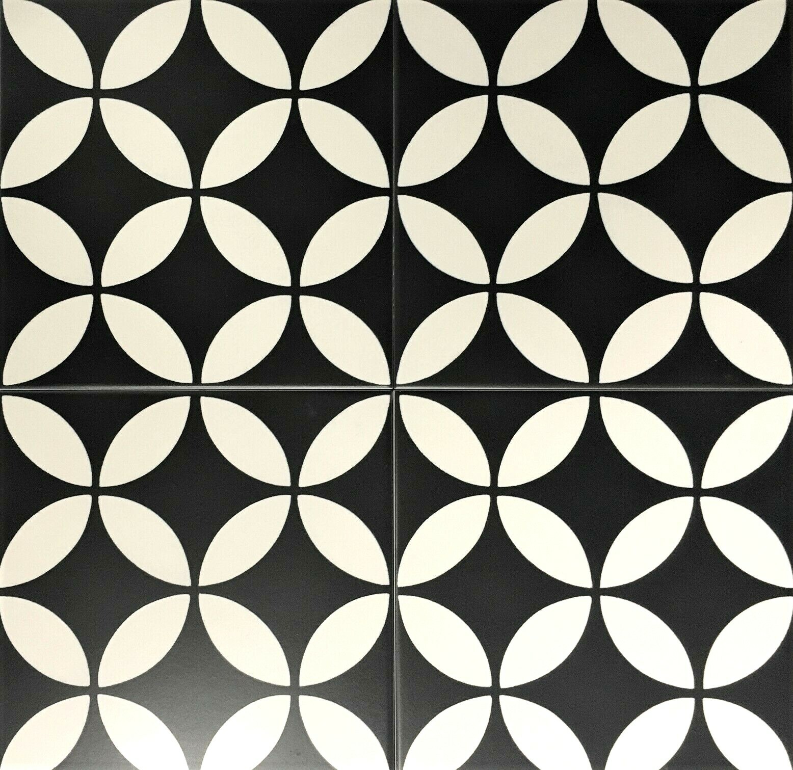 8″ x 8″ Geo Black Swan Patterned Ceramic Floor Wall Tile Bath (1 PIECE)