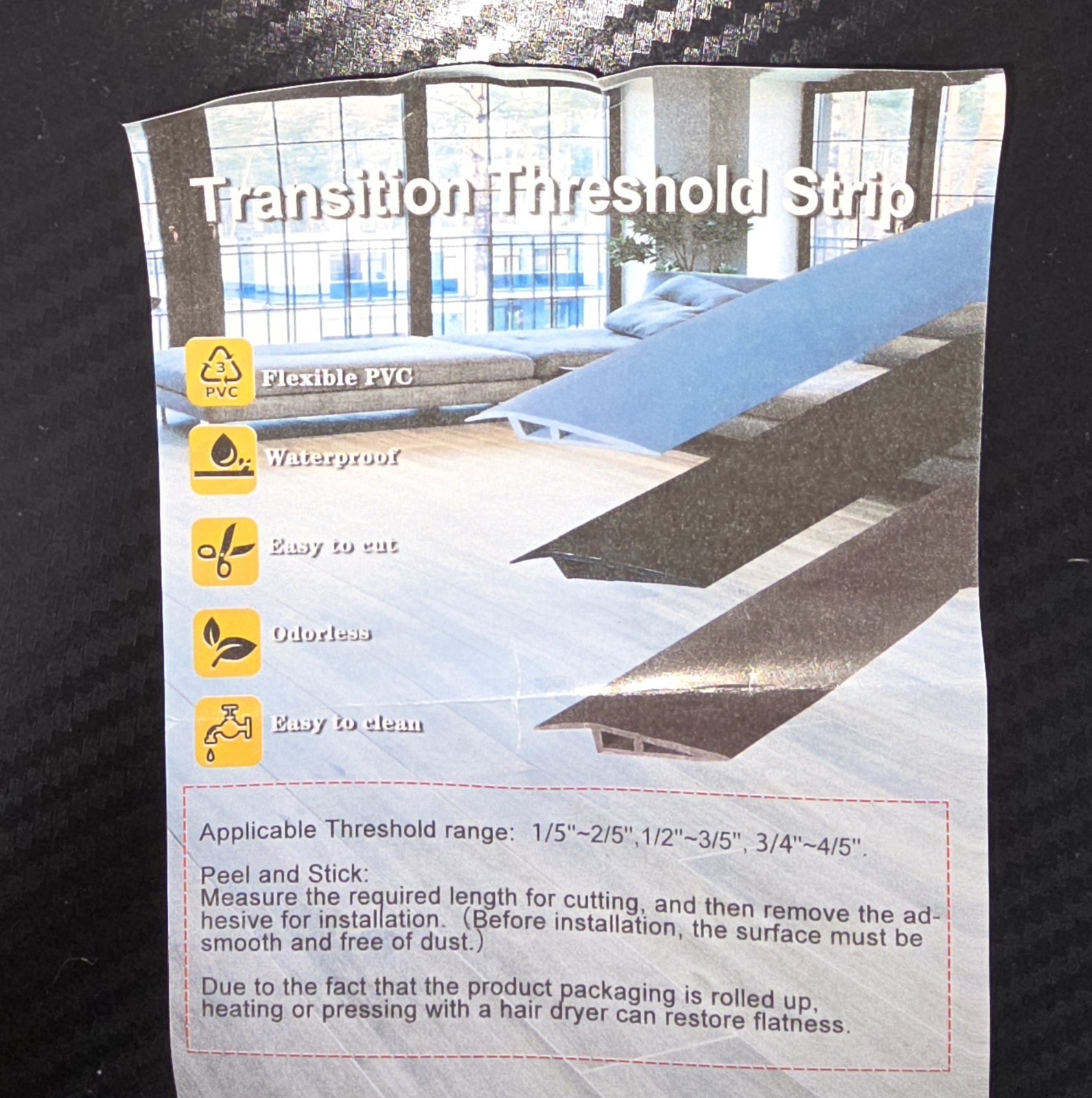 NEW Grey Vinyl Door Floor Ramp Transition Threshold Strips 2 Pieces 39″ x 2.75″