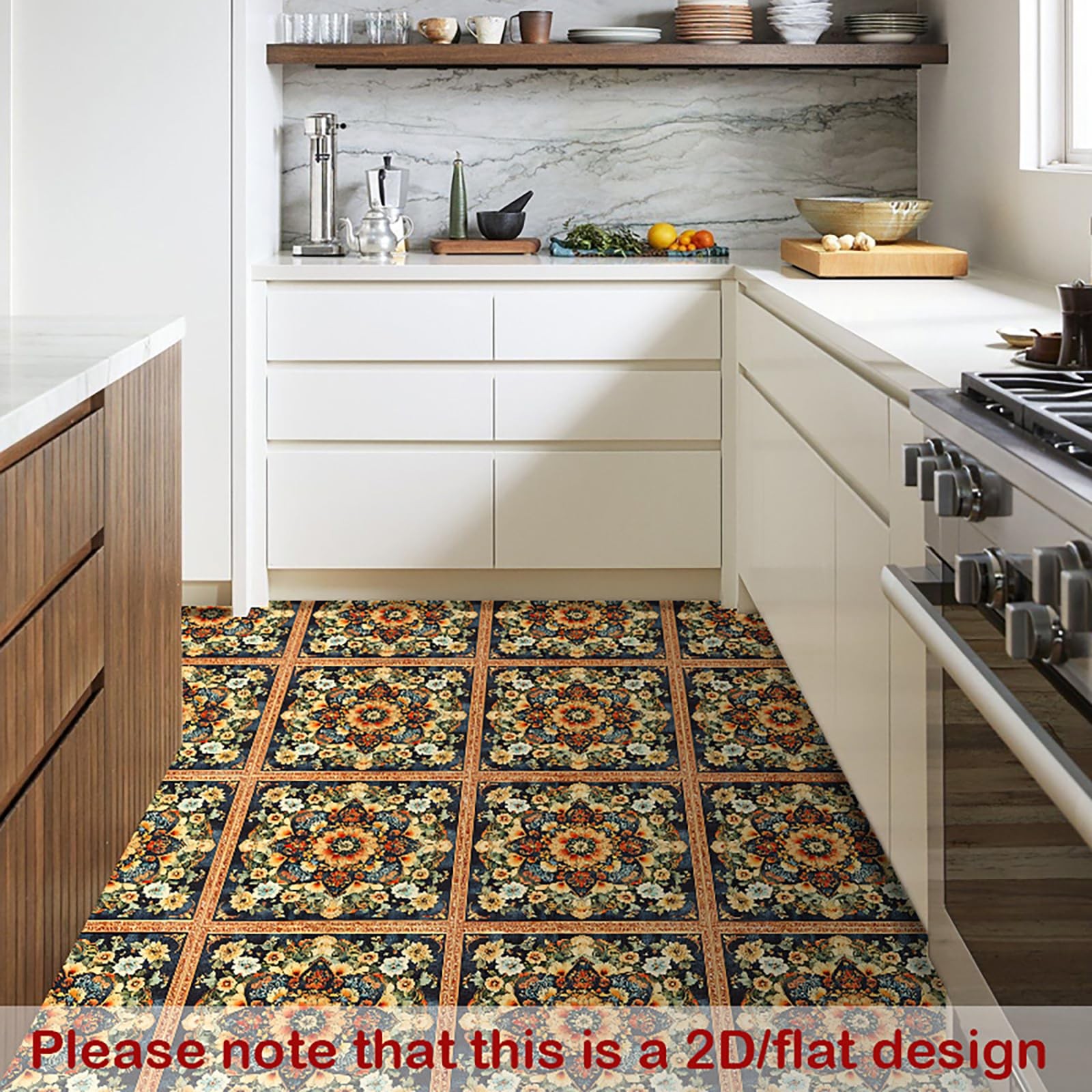10 Pack Peel Stick Vinyl Floor Tiles 11.8×11.8 Inch Mandala Floral Pattern