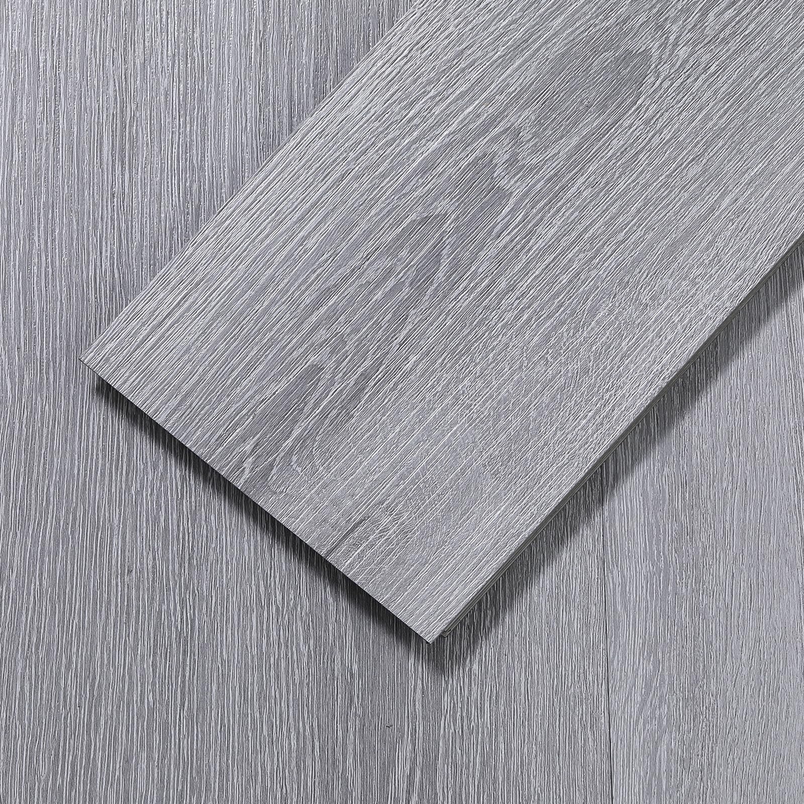 Peel and Stick Floor Tile, 36-Pack 36″x 6″ Dusty Grey Wood Grain Sticky Tiles…