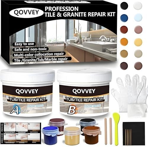 Tile & Fiberglass Quartz Countertop Repair Kit (Color Match), Granite & White