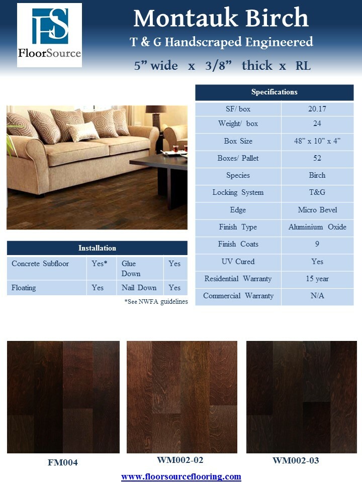 Vallaria/ FLOORSOURCE HARDWOOD FM004 MONTAUK BIRCH RED WINE COVE 3/8″ x 5″