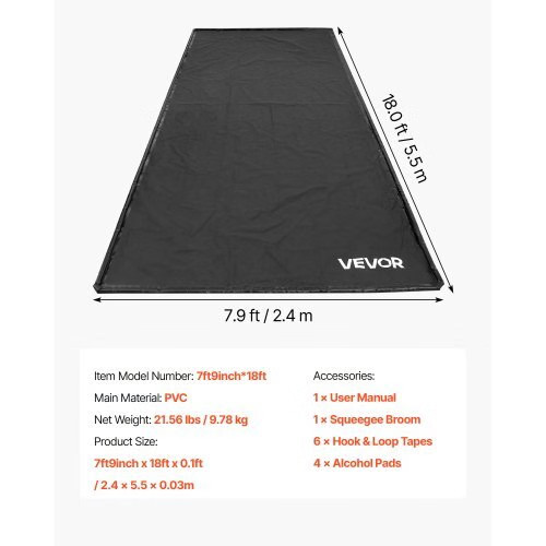 Containment Mat, 7 ft 9 in x 18 ft, Non-Slip PVC Garage Floor Mat with a Cleanin
