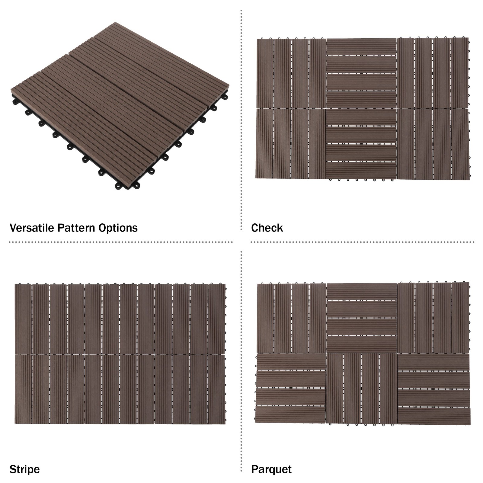 Interlocking Deck Tiles – 30-Pack 11.6-in Wood Plastic Composite All-Weather …
