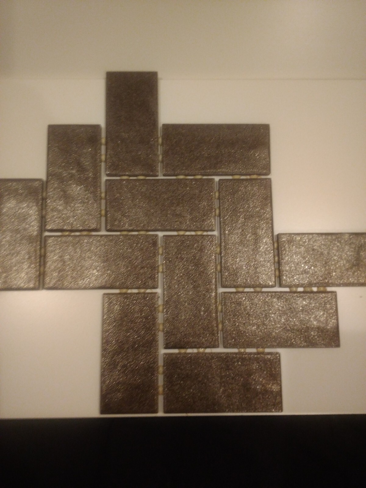 Black Metallic Mosaic Herringbone