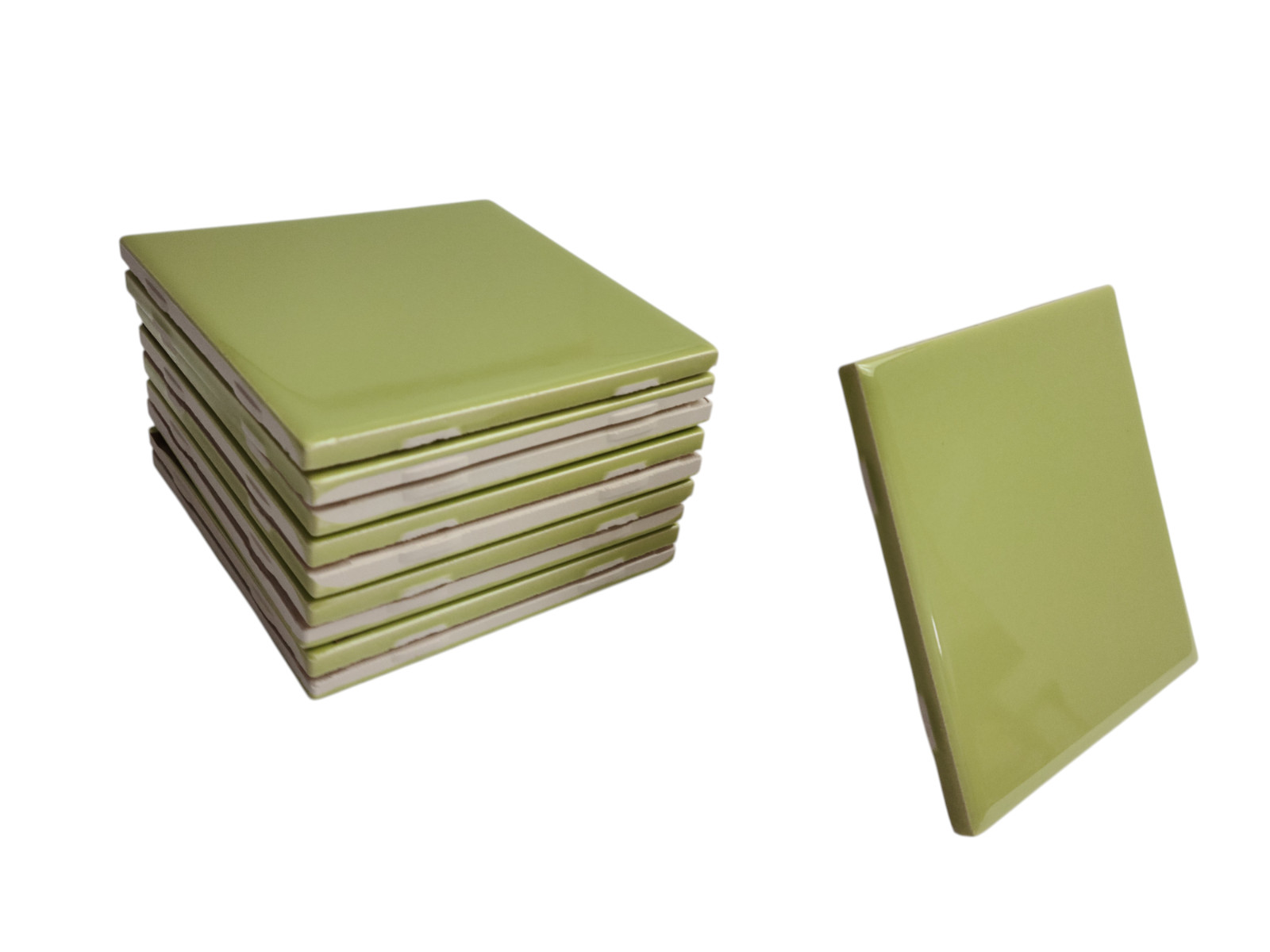 Lime Green Ceramic Tile Shower Backsplash 4.25 in Subway Mid Century Modern
