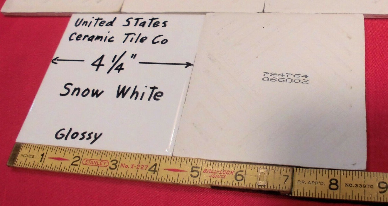 1 pc. Snow White: 4-1/4″ Gloss Ceramic Tile From the 1990’s Made U.S.A. NEW
