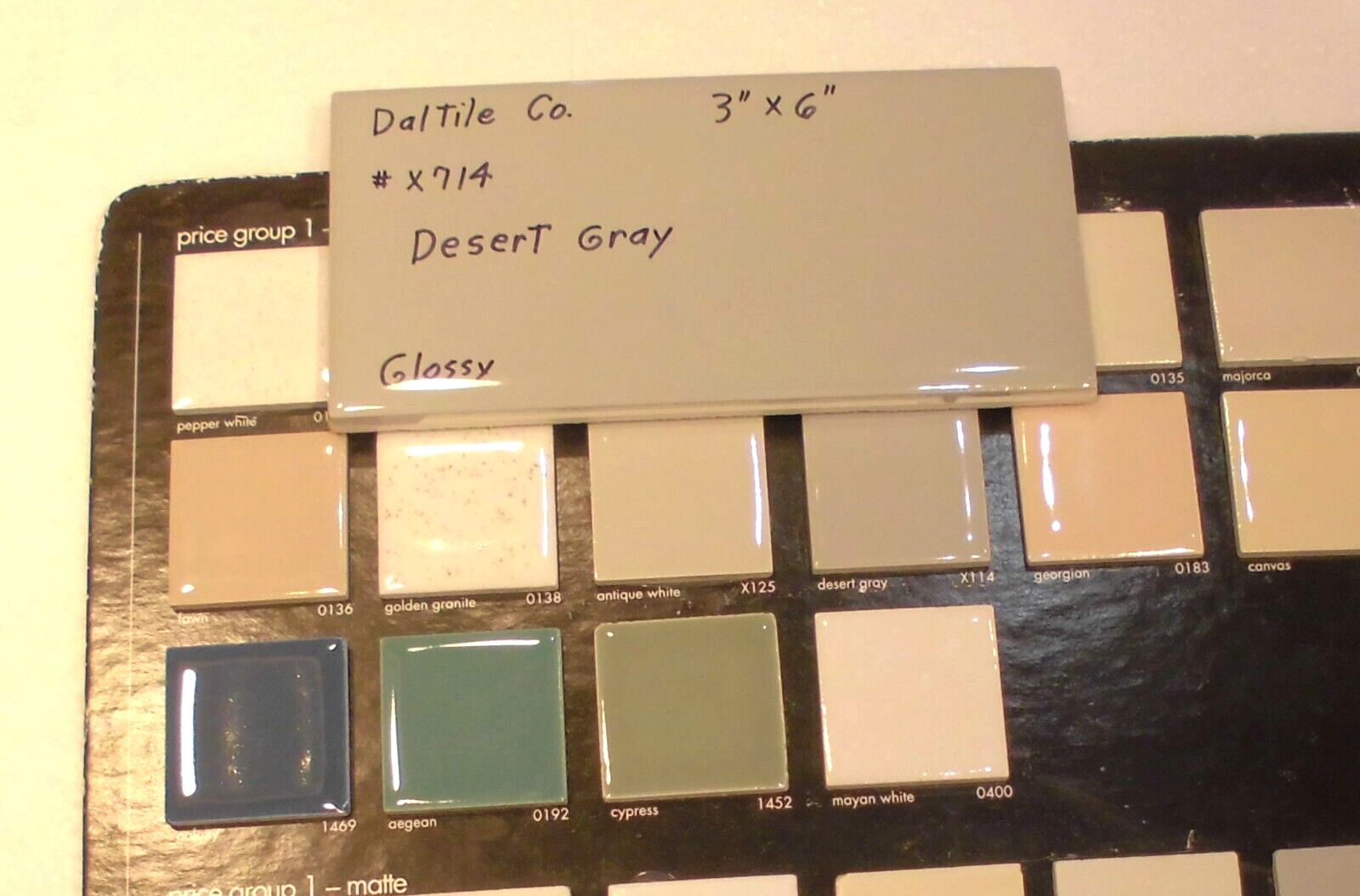 1 pc. Light Smoke Gray: 3″ X 6″ Glossy Ceramic Tile by American Olean Co. NEW
