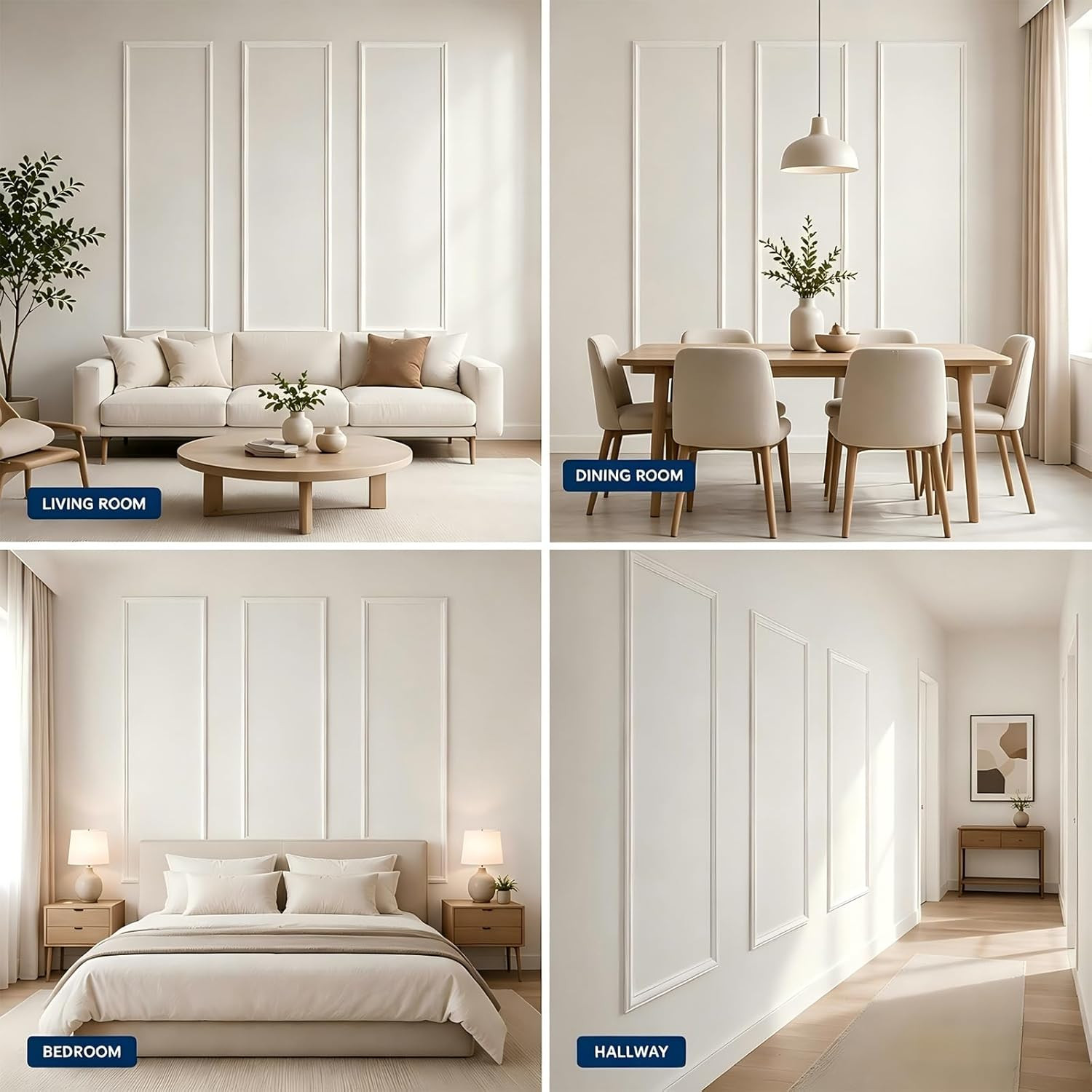 3 Set Peel and Stick Wall Molding Kit, Premade Self Adhesive Wainscoting Panels,