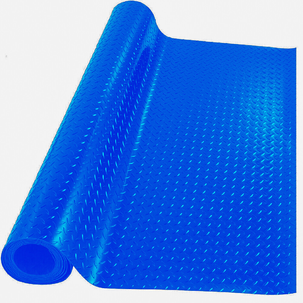 Garage Floor Mat Diamond Plate PVC Vinyl Flooring Roll Non-Slip 2.5mm Thick Blue