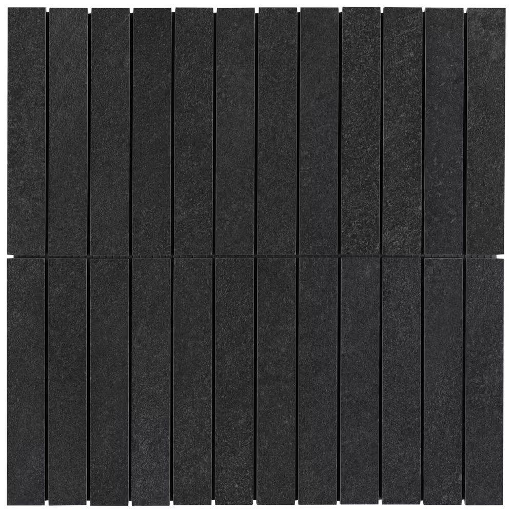 Monolith Charcoal Black 11.81 In. X 11.81 In. Stacked Matte Porcelain Mosaic Flo
