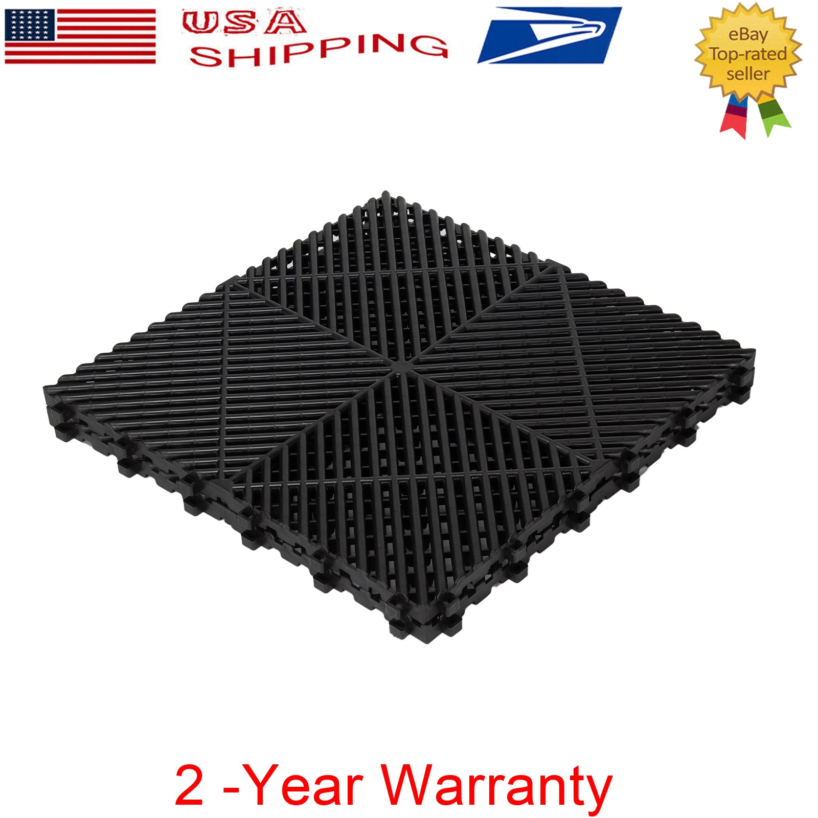 50Pcs Garage Floor Tiles Interlocking PVC 15.75”x15.75” Vented Water Drainage