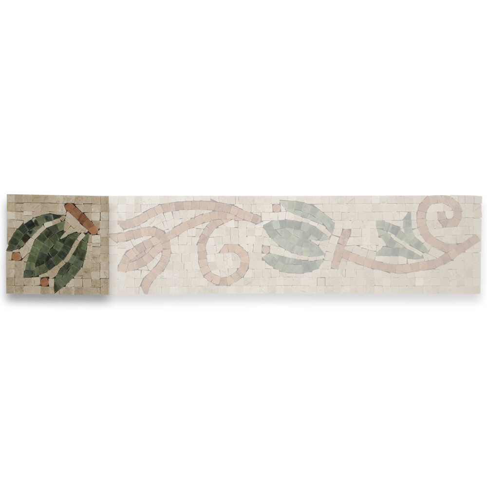B0083CP Marble Mosaic Border Accent Tile Lily Crema Marfil 4.7×4.7 Polished