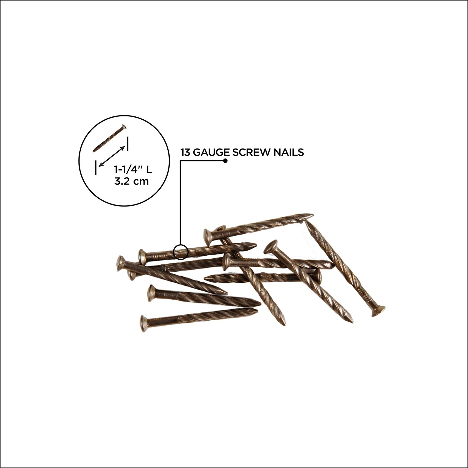 MD Building Floor Metal Screw Nails, Pewter, 1-1/4in, 1lb Pack