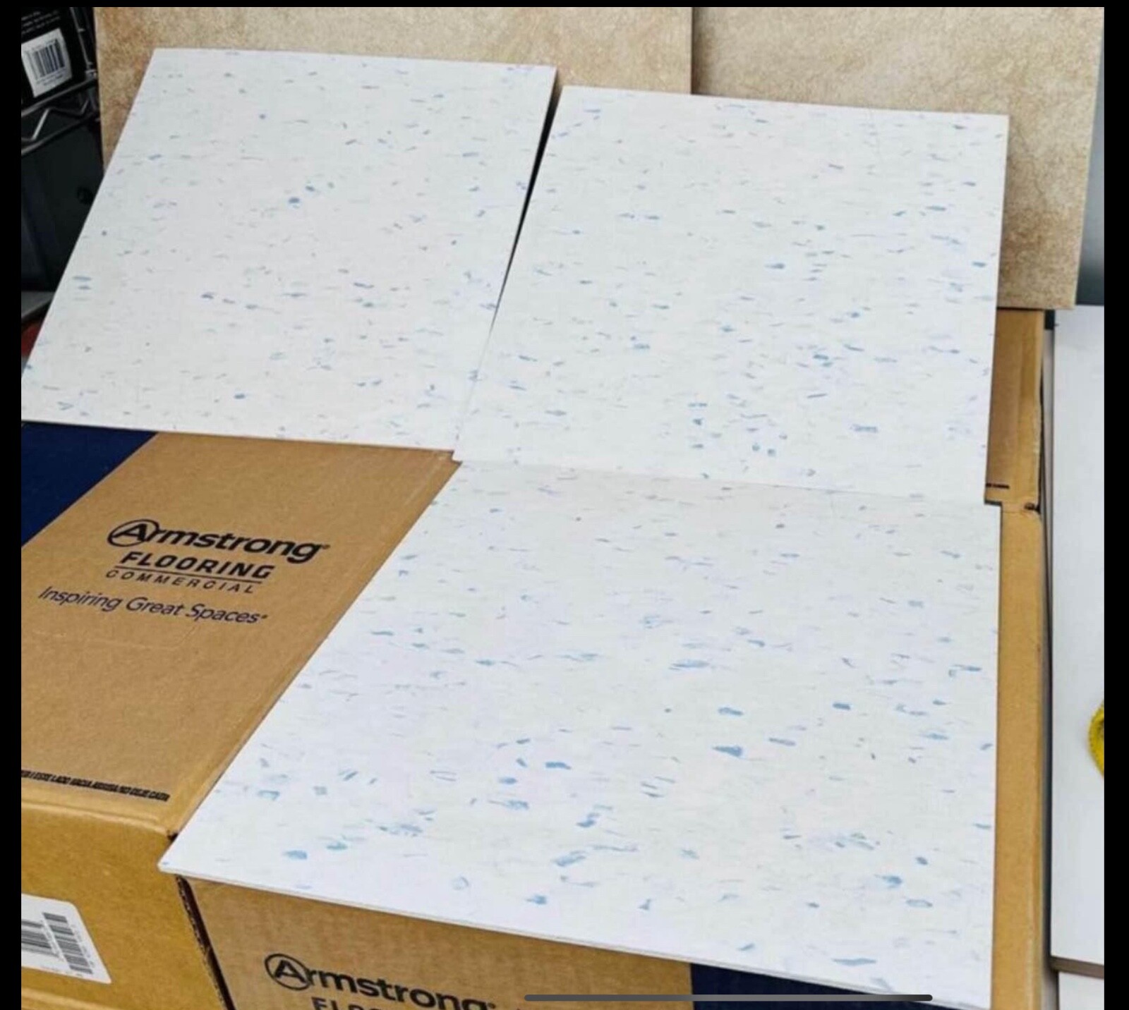 Armstrong Cool White and black and gray Standard Excelon Imperial Texture Vinyl