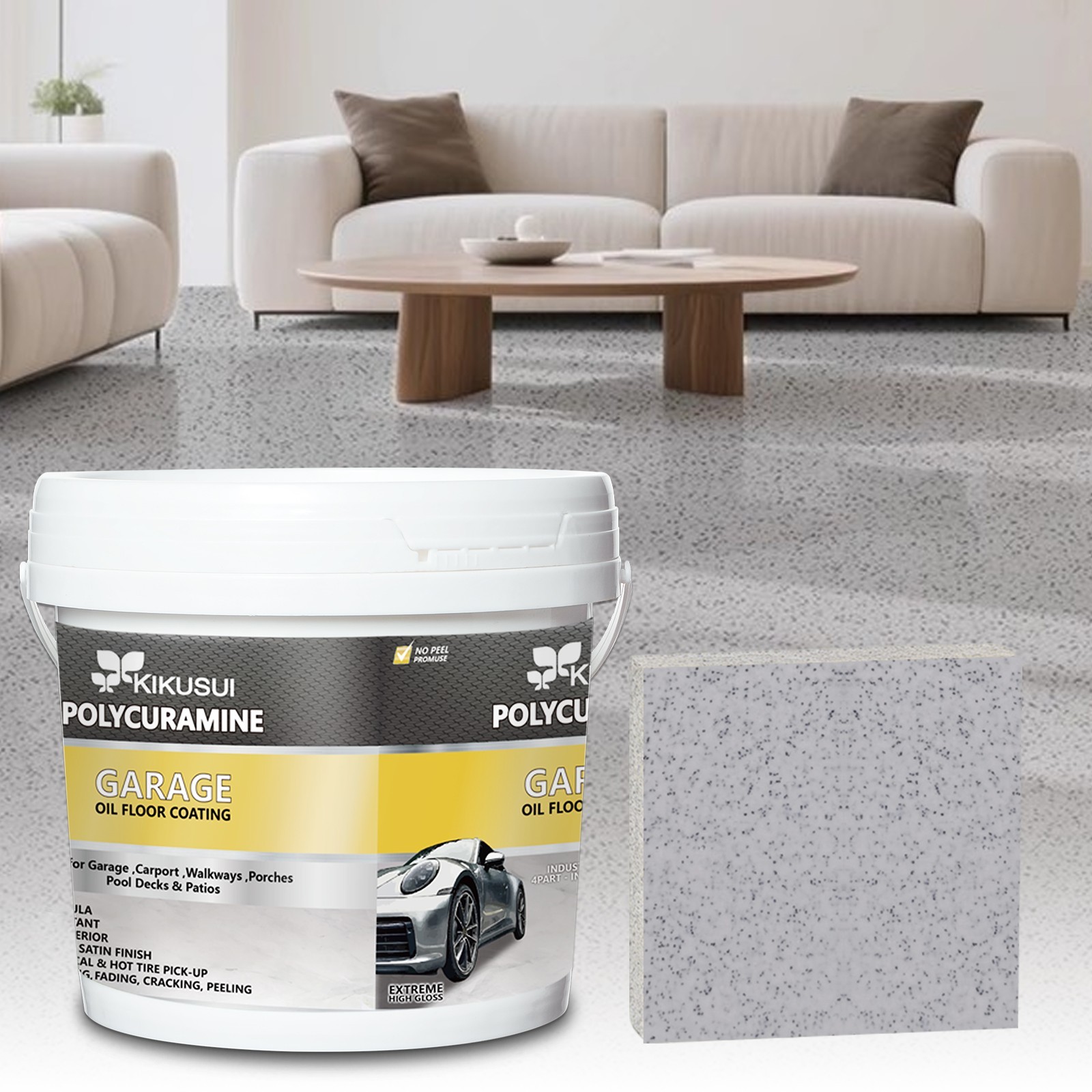 Epoxy Colored Sand Floor Paint 2.82Gal Self-Leveling Non-Slip Waterproof