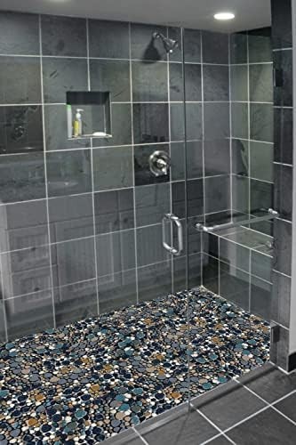 Aqua Cobalt Blue Pebble Tile for Stunning Shower Floors & Backsplashes
