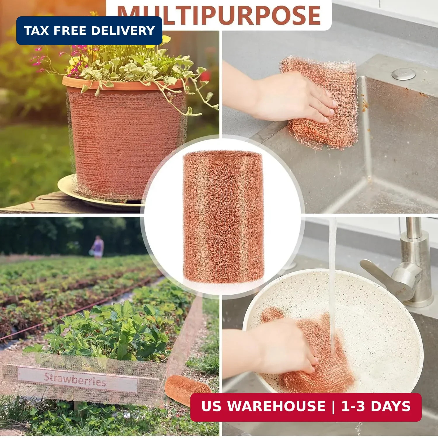 Gisafai 8″ x 100 ft Copper Mesh Rodent Control Copper Wool for Slugs Rustproof D
