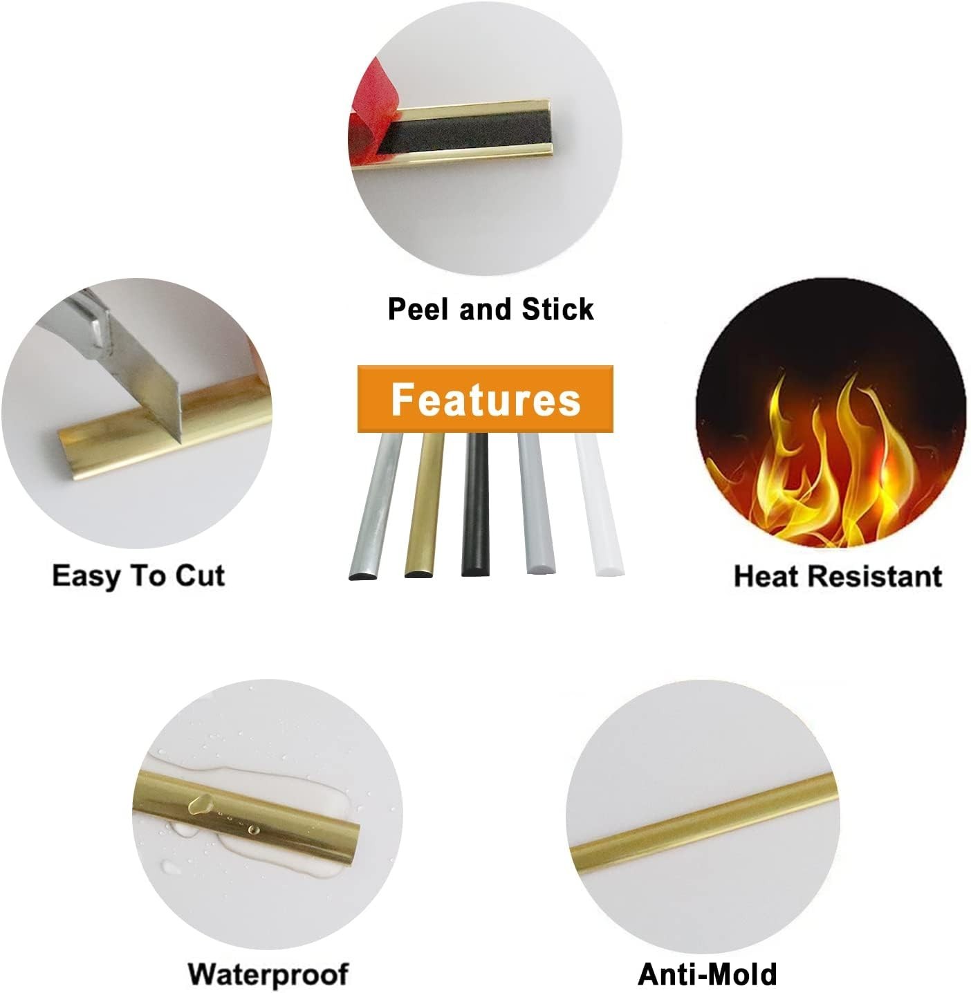 10-Pack Peel & Stick Trim Backsplash Tile Edge, 12″ Tile Edge Trim Self-Adhesive
