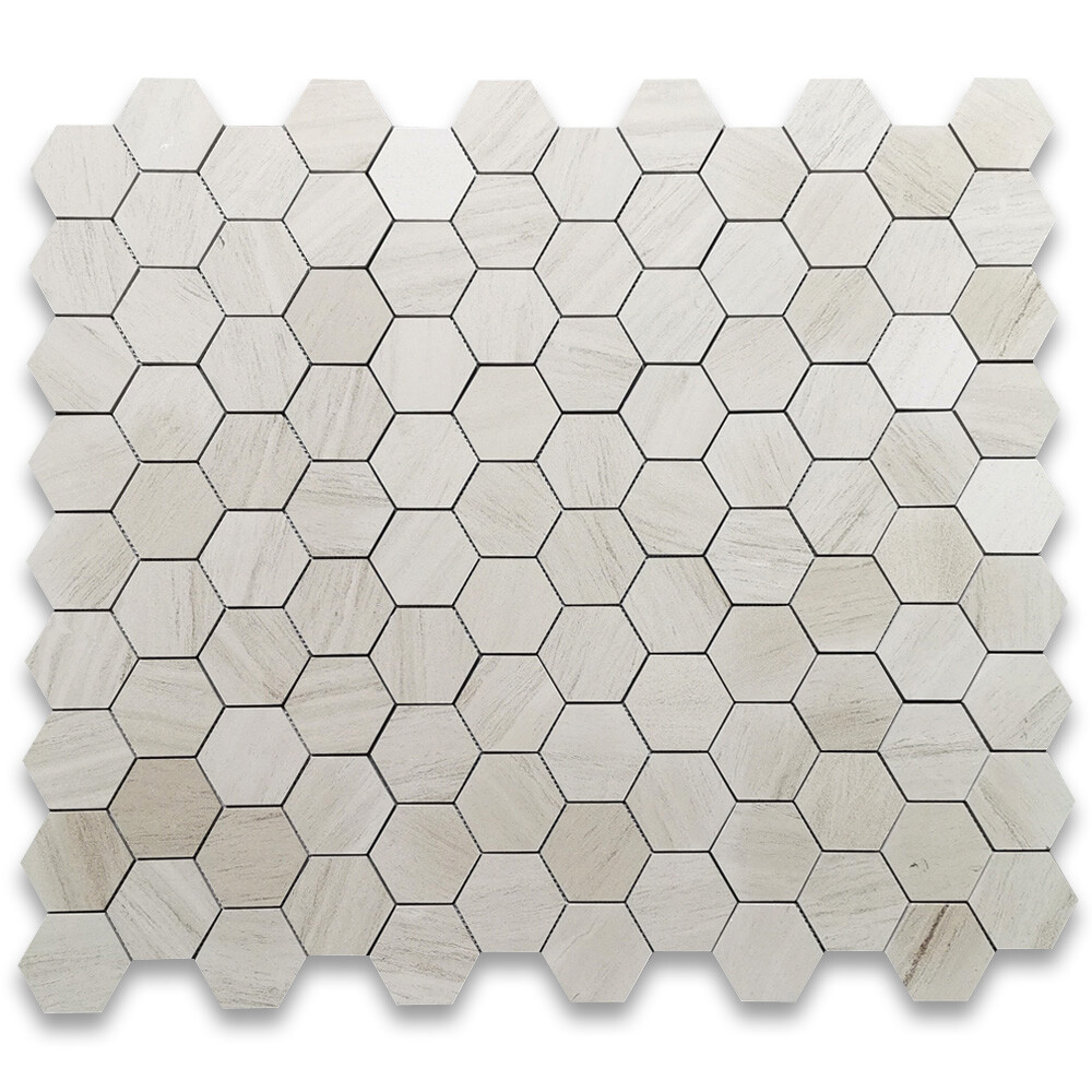 H34XH Moleanos Beige Golden Beach Limestone 4 inch Hexagon Mosaic Tile Honed