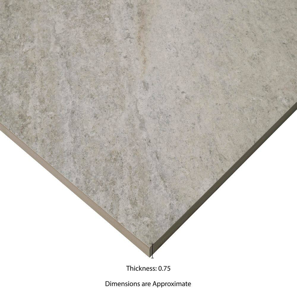Quartz Silver 24 In. X 24 In. X 0.79 In. White Stone Look Matte Porcelain Paver
