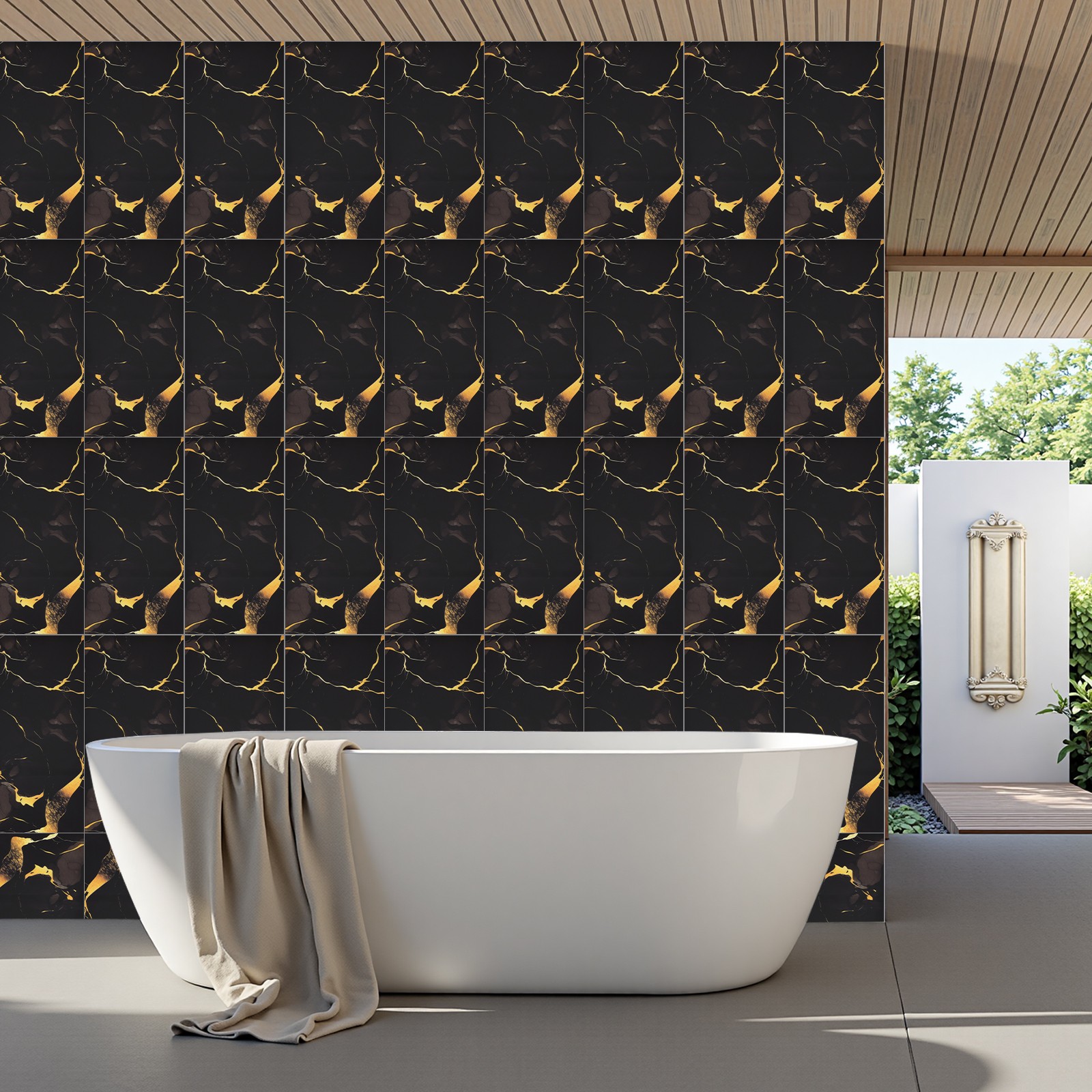 20/40pcs Marble Wall Tiles PVC Waterproof Self-Adhesive 12*24in Wall Panel
