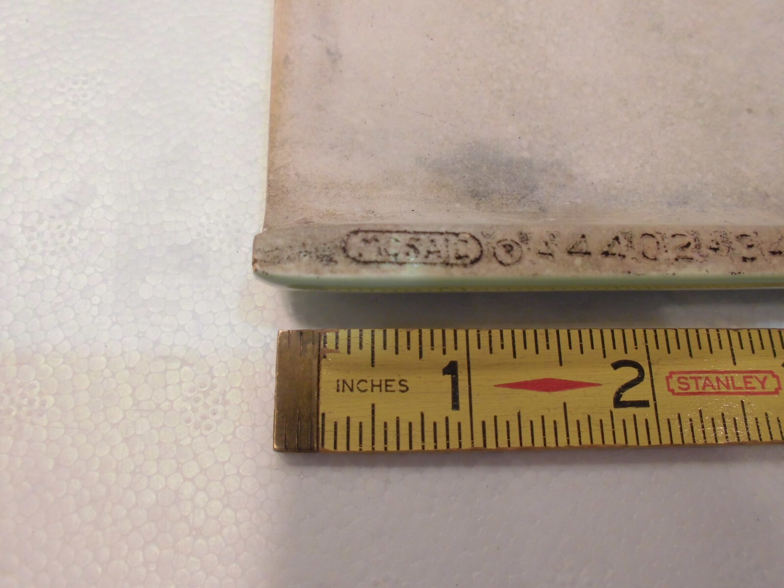 1 pc. Medium Sea Spray Green: Matte Radius Bullnose Ceramic Tile 4-3/8″ NOS