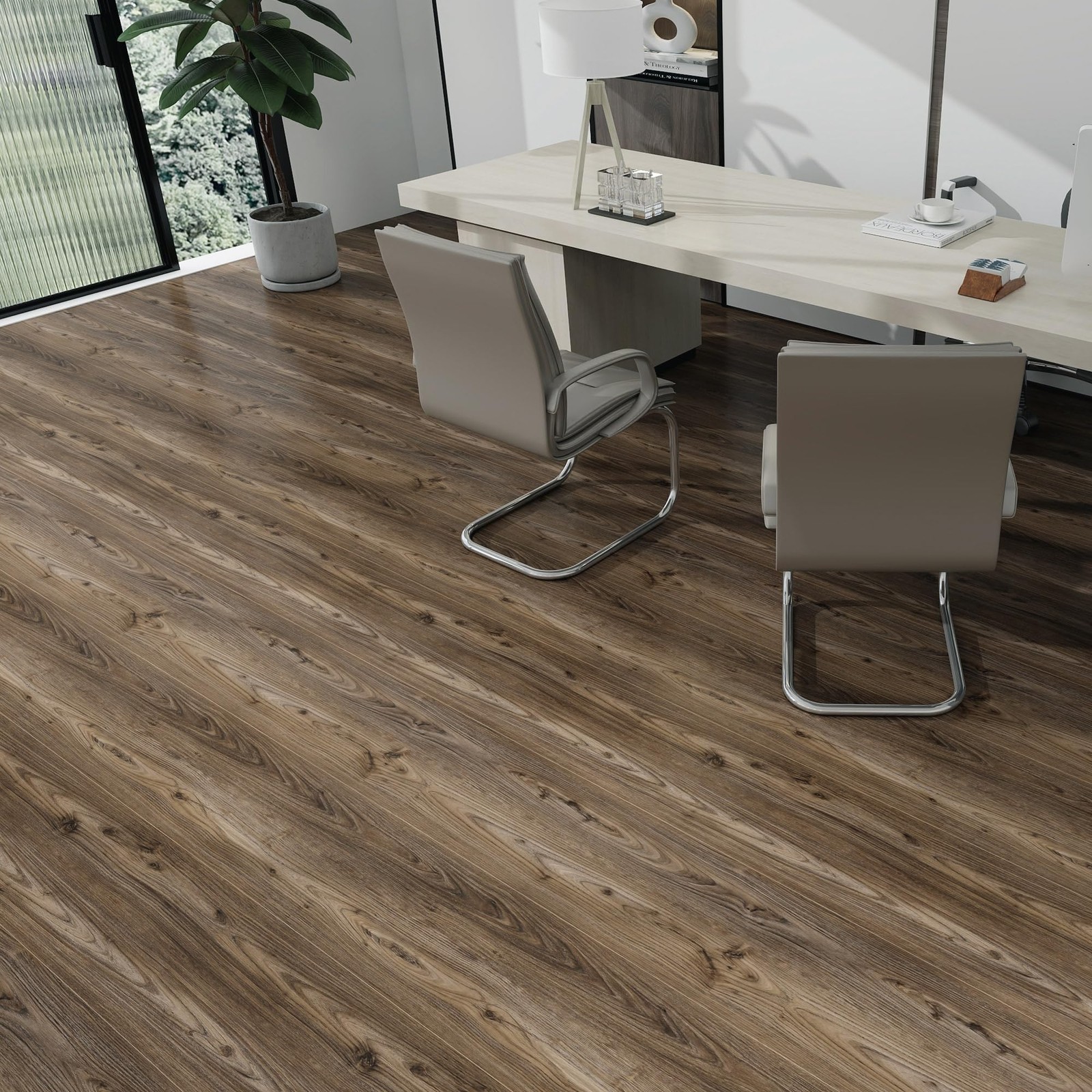 Wood Look Vinyl Flooring Roll,11.8″X197″,Peel & Stick Floor Tile