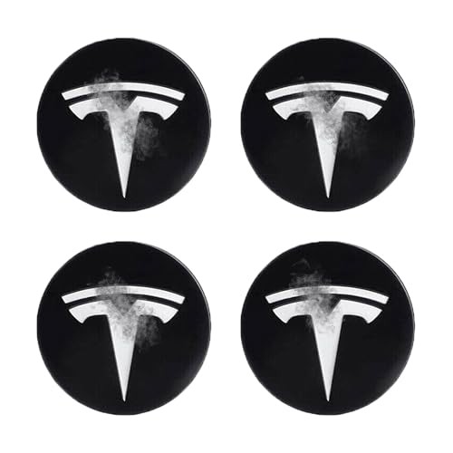 4 PCS Wheel Center Hub Cap Sticker for Model 3 / Model Y, Wheel Black & White