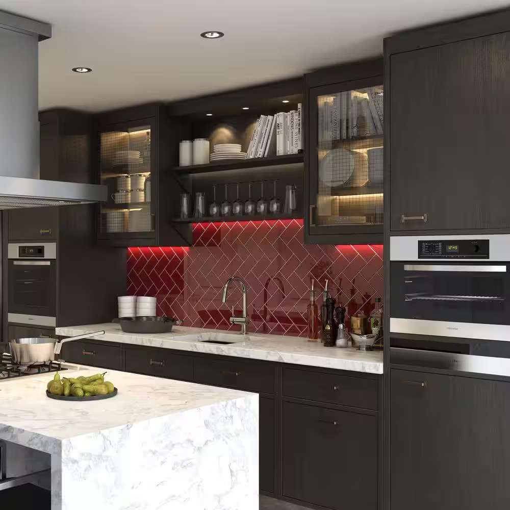 Ruby Red 3 In. X 6 In. X 8 Mm Glass Subway Wall Tile (5 Sq. Ft./Case)